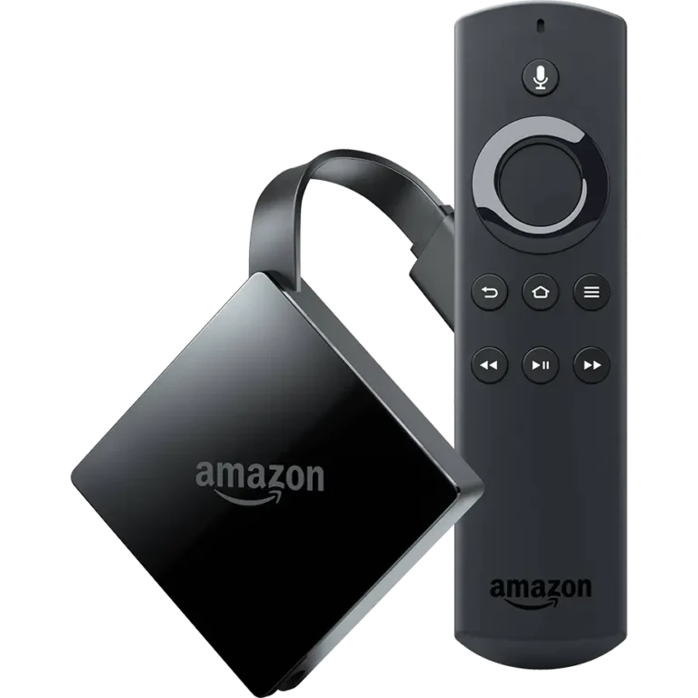 Fire TV Stick plugged into a television, used to fix IPTV lag